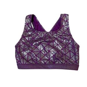 More Than Magic Dance Sports Bra Top Purple Silver Girls XL (14-16) NWOT.